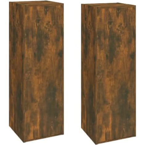 Lot de 2 meubles TV suspendus modernes espace de rangement 30,5 x 30 x 90 cm en bois d'ingénierie chêne fumé (1/5)