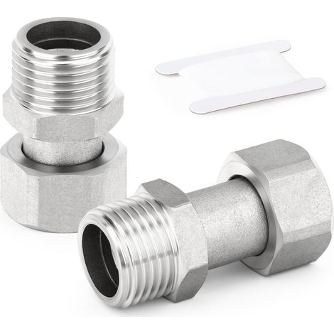 2 pièces, longueur 47 mm, connecteur flexible et mobile en acier inoxydable 304, 1/2" BSP femelle et mâle pour pulvérisateur, vanne coudée, bras de douche (1/5)