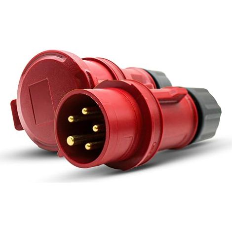Industrial Female Socket and Industrial Male Socket 32A 5 Pin 3 P + N + T 380V IP44 for Electric Extension Cord, Camping Car Indoor and Outdoor Use (1/2)