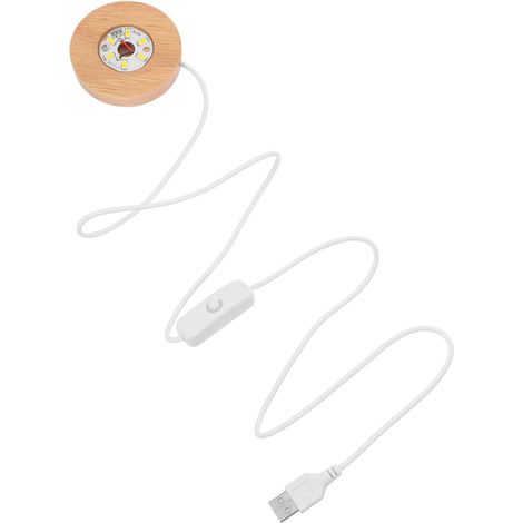 Socle Lumineux LED en Bois Rond 6,5 Cm avec Câble Usb, Base Éclairée Portable pour Boule de Cristal Transparente, Lampe de Nuit Design Élégant pour Affichage Décoratif (1/5)
