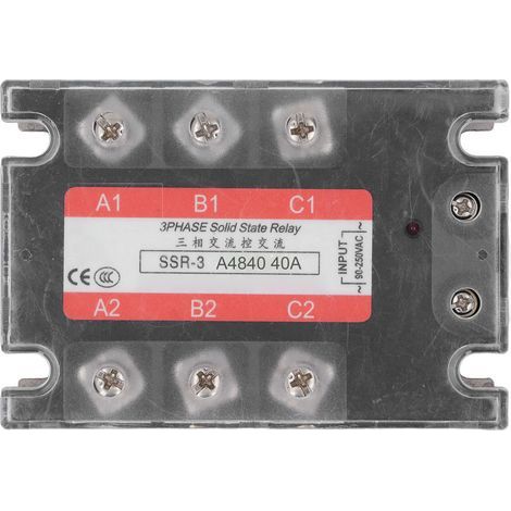 Relais à semi-conducteurs triphasé 40A indicateur LED couvercle Transparent AC à SSR entrée 90-250V sortie 24-480V (1/5)