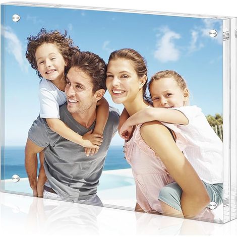 lalago 15 x 20cm Cadres Photo en Acrylique avec Magnétique, Double Face Sans Cadre de Bureau, Encadrement Photo Magnétique Transparent pour Afficher des Photos, Cartes Postales, Billets, Timbres (1/5)
