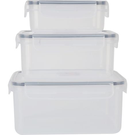 Lot de 3 boîtes de conservation hermétiques transparentes sous vide avec couvercle verrouillable (1/5)