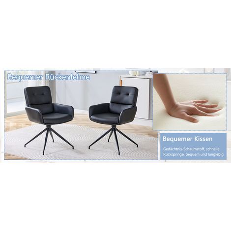 Bürostuhl, drehbar, 2er-Set, 55 x 50 x 85 cm, schwarz (1/5)