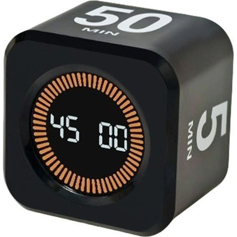 Cube Visual Timer, Rotating Pomodoro Timer, 5/10/25/50 Minutes & User-Defined Countdown, Mute and Ring Mode, USB-C Rechargeable, Kitchen Timer, White