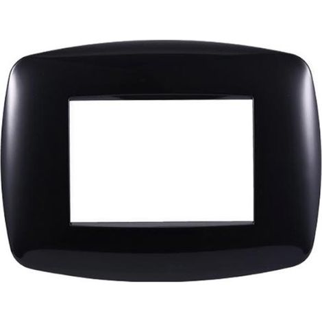 Ettroit Bticino Livinglight kompatible Platte 3 schlanke Kunststoffmodule, schwarze Farbe – LN87302
