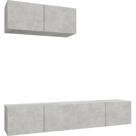 Conjunto de muebles mueble aparador TV televisión salón dormitorio salón 3 piezas madera contrachapada gris 020024498