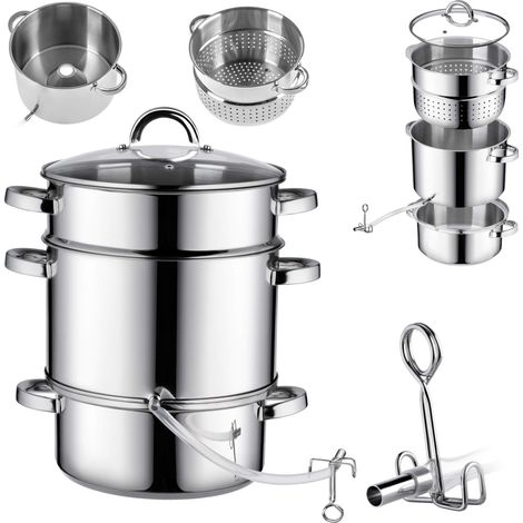 KADAX Presse-agrumes Pot 8L Inox Vapeur Pour Induction Gaz Acier 3en1 Grand