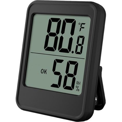 SJLERST Hygromètre d'intérieur Thermomètre à grand écran pour bureau, mur magnétique, température et humidité avec support pour la maison, la serre et la cave (1/5)