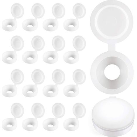 Cache-vis à Charnière en Plastique Plier les Couvercles à Vis Laveuse Flip Tops Blanc