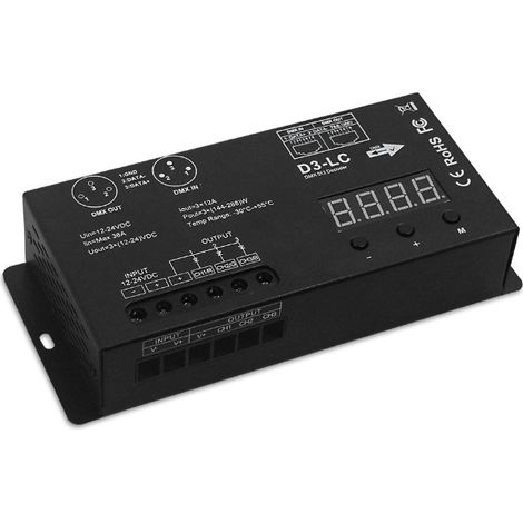 High-power 36A 3-channel DMX512 decoder, RGB display, DMX512 controller, D3-LC stage projector