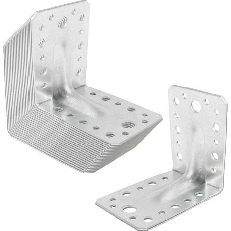 SOTECH 20er Set Bauwinkel Winkelverbinder 90° Materialstärke 2,5 mm Schwerlastwinkel aus feuerverzinkter Stahl Eckwinkel Stahlwinkel mit Sicke (Verstärkung) 90 × 90 × 65 mm
