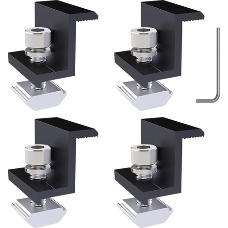 Lot de 4 Pinces de fixation Panneau solaire Z Alliage aluminium Support réglable 45 mm Clé hexagonale Caravane Maison (1/5)