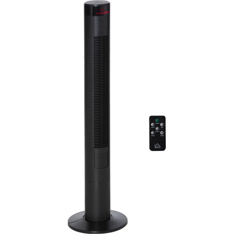 Ventilateur colonne 117 cm noir 45 W avec télécommande, oscillation 70°, minuterie 12 h, 4 modes, 3 vitesses silencieuses