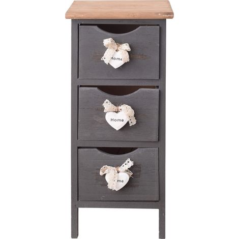 Rebecca Mobili Nachttisch Nachtkästchen 3 Schubladen Holz braun Shabby 56x25x25