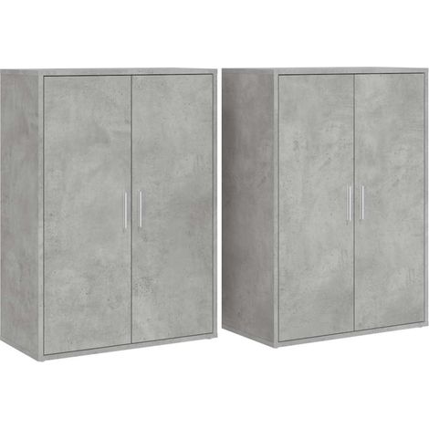 Maison La Vie - 2 pcs Buffet Moderne - Meuble de rangement - gris béton 60x31x84 cm bois d'ingénierie bu212 (1/5)