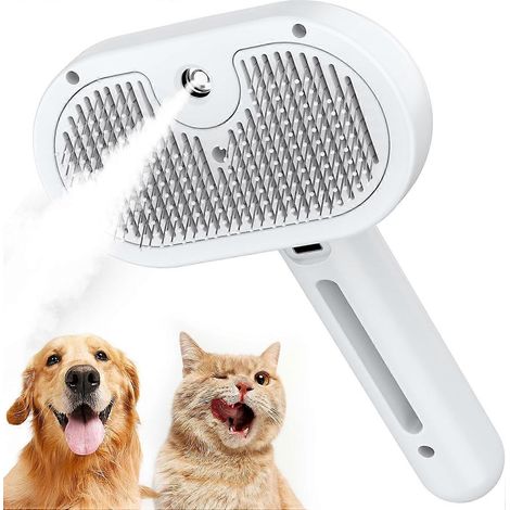 Brosse vapeur autonettoyante pour chat et chien, facile à nettoyer, élimine l'électricité statique et les poils volants.-AquaForge (1/3)