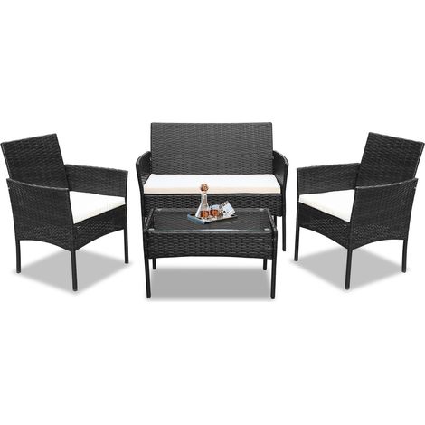 Hengda Mobili da giardino in vetro Set di sedute per balcone Set di mobili da giardino Divano nero (1/5)