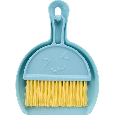 Mini pelle à poussière et balai en plastique, mini pelle à poussière et brosse, petit outil de nettoyage de bureau, petit balai polyvalent pour enfants adultes (bleu) - 14,5 x 20,5 cm