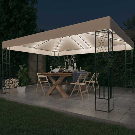 vidaXL Tonnelle avec guirlande lumineuse à LED 3x4 m Crème Tissu (1/5)