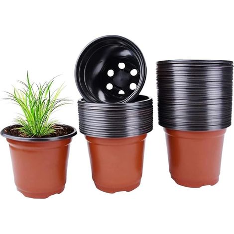 50 Pots de Plantes, Pots de Fleurs Ronds en Plastique, conteneur de Plantes Multifonctionnel et Pratique, Mini Pots de Culture, durables et réutilisables 10x8 cm (1/5)