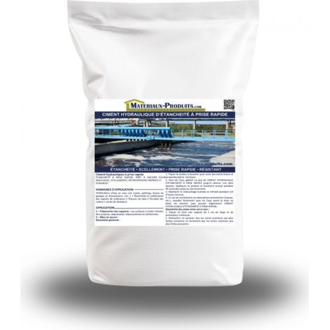 Ciment hydraulique d'étancheité à prise rapide - Sac de 20 Kg + 5 Kg Gratuit Gris - MATPRO