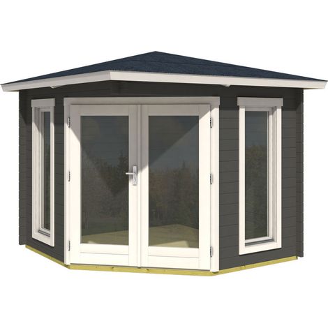 5-Eck Gartenhaus 408grau/weiss 40 mm, DT, 2 lange FE (1/3)