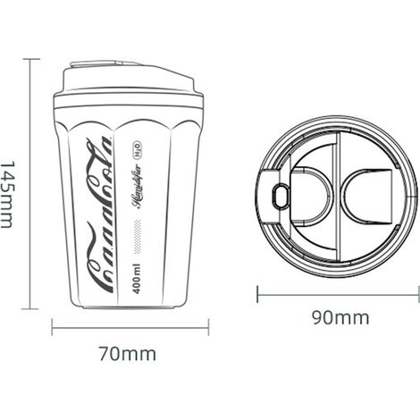 Humidificateur d'air à flamme sans fil 400 ml, en ABS, sans bouton, en forme de verre de Coca-Cola, diffuseur d'air pour voiture et chambre, blanc, fonctionne avec une batterie au lithium. (1/5)