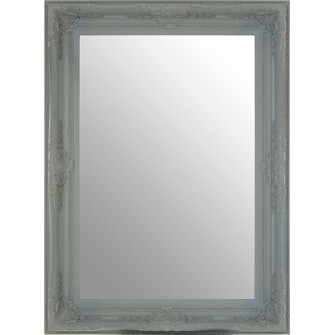Premier Housewares Rectangular Wall Mirror/ Classic Mirrors For Bathroom / Bedroom / Garden Walls Fancy Wall Mounted Mirrors For Hallway With Grey Finish 83 x 8 x 113 (1/5)