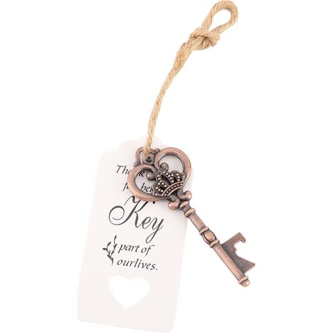 Ouvre-bouteille en forme de clé avec étiquette et ficelle, cadeau idéal pour les invités de mariage (50 pièces). (1/5)