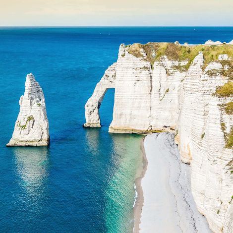 Tableau sur toile falaise Etretat 65x65 cm - Impression sur Toile Murale Décorative - Image imprimée en HD sur Toile - Toile sur Châssis en Bois FSC - Fabriqué en France (1/4)