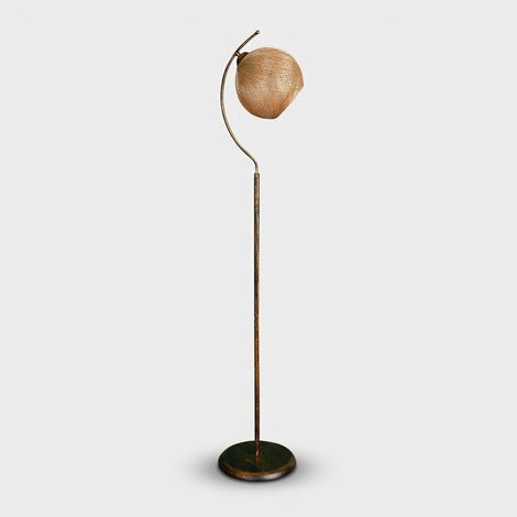 Bodenlampe aus Metall mit Juteschirm Povimento