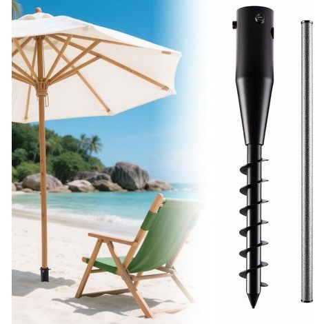Heavy Duty Patio Umbrella Stake and Rotating Laundry Dryer Stake, 6 Spiral Ground Anchor Stakes for Beach Umbrella, Fishing Umbrella and Garden, Adjustable Knobs (1-2.5 Inch) (1/5)