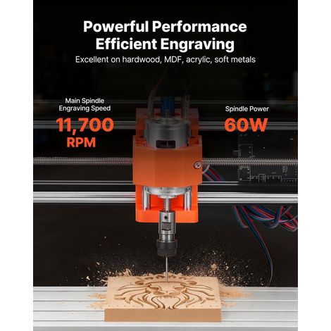 Routeur CNC Broche 60 W Machine de Gravure CNC 3 Axes pour Fraisage Bois Acrylique Métaux Tendres, Compatible GRBL, Zone de Travail… (1/5)