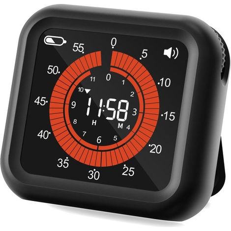 Temporizador digital visual, Pantalla VA con números claros, Volumen y brillo ajustables, Temporizador digital magnético para cocina, Negro (1/5)