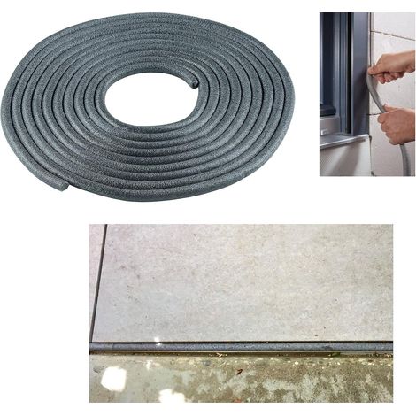 Soglia per finestra, terrazza, porta, in polietilene, con guarnizione in schiuma, insonorizzante, con fondo rotondo e impermeabile (Ø20mm x 5m)