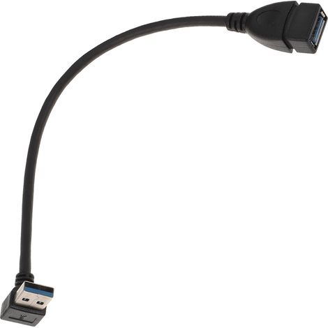 Câble D'extension en Abs Noir USB 3.0 Mâle vers Femelle Câble à Angle Droit 90 Degrés pour Ordinateurs de Bureau à Ports Arrière (1/5)