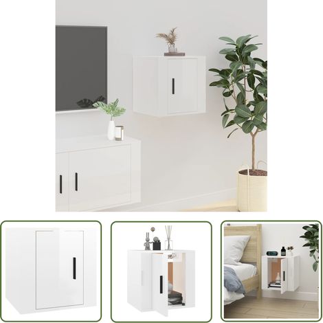 The Living Store TV-Wandschrank Hochglanz-Weiß 40x34,5x40 cm - TV Schrank - Wandregal - Wohnwand - Fernsehschrank - Holzwerkstoff Möbel (1/5)