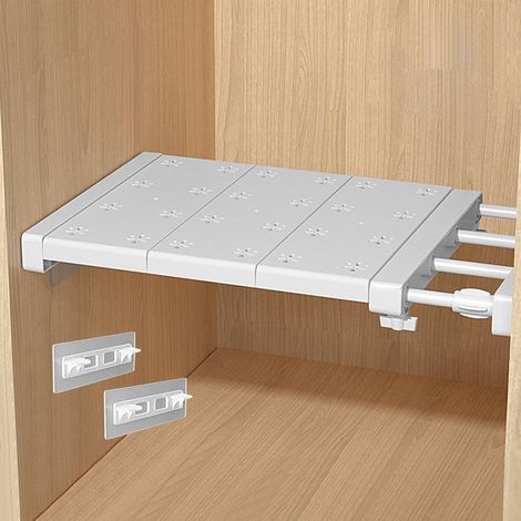 Ausziehbare Kleiderstange, verstellbares Metall-Aufbewahrungsregal, DIY-Raumteiler für Schrank/Kleiderschrank/Küche/Badezimmer (Größe: 38-60 cm) (1/4)
