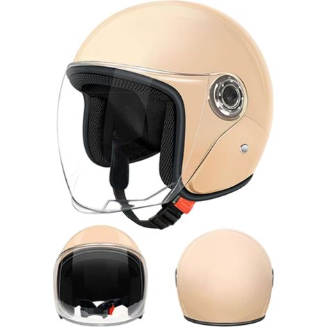Casco de Scooter Cara Abierta con Visera, Motocicleta Protectores (1/5)