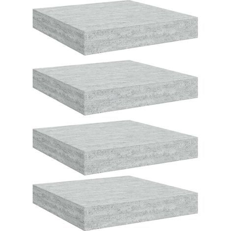 Étagères murales flottantes 4 pcs gris béton 23x23,5x3,8 cm MDF (1/5)