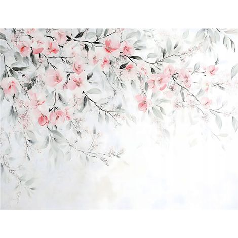 Papier peint avec motif de fleurs de cerisier, décoration murale pour chambre à coucher et salon – 150 x 105 cm Wallarena