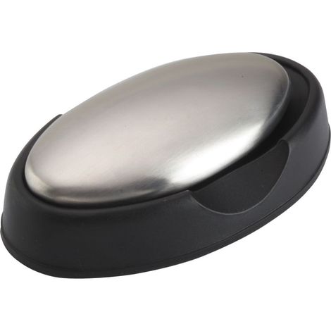 KitchenCraft Finger Fresh Saponetta in Acciaio Inox, Argento/Nero, 10 cm x 5 cm (1/2)