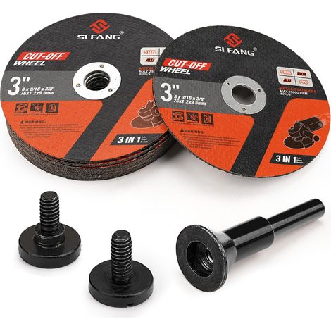 Lot de 10 roues de coupe de 7,6 cm avec mandrin de montage de 6,35 mm pour meuleuse à matrice, disques de coupe en métal de 76 mm, disques de meuleuse de 1,2 mm d'épaisseur, pour outil (1/5)