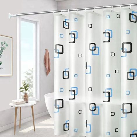 Rideau de Douche Décoratif Motif Océan Géométrique - Tissu Imperméable Abstrait Plage - pour Salle de Bain - 152x178cm (60"x70")