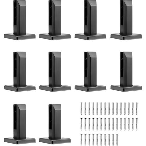 Pinces à verre carrées pour garde-corps en verre trempé de 8 à 12 mm, 10 pcs, pince de montage de verre en acier inoxydable 304, épaisseur de 3 mm pour balcon, jardin, piscine, escalier, noir (1/5)