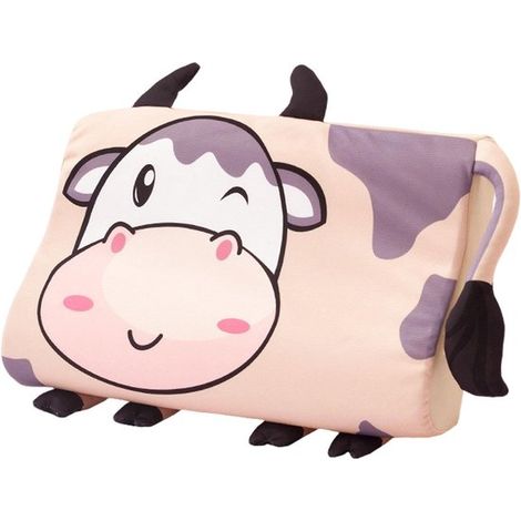 Cuscino per culla per bambini in memory foam - Cuscino di supporto riutilizzabile per il riposino con fodera rimovibile (design con vitellino, unisex) (1/5)