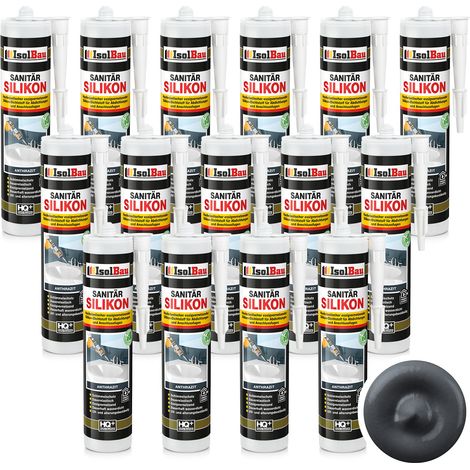 IsolBau Higiénico Silicona Antracita Sanitär Silikon 15 x 300ml (1/5)