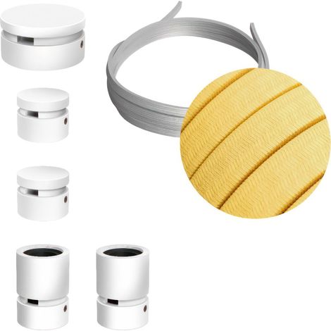 Sistema Filé Wiggle Kit - con cavo di 3 m per catenaria e 5 componenti in legno verniciato bianco per interni