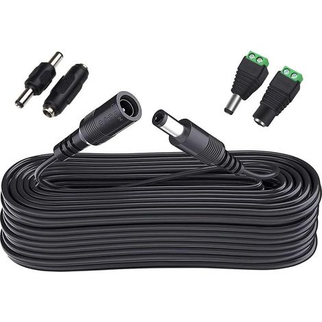 10 m Câble d'extension DC, connecteur mâle-femelle 2,1 mm x 5,5 mm, pour caméra CCTV, LED, moniteur, voiture et adaptateur secteur (1/5)